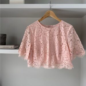 ASOS Pale Pink Lace Flutter-Sleeve Crop Top